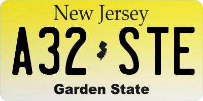 NJ license plate A32STE