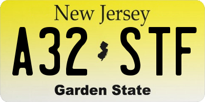 NJ license plate A32STF