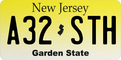 NJ license plate A32STH