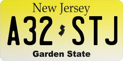NJ license plate A32STJ