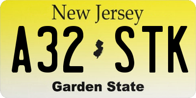 NJ license plate A32STK