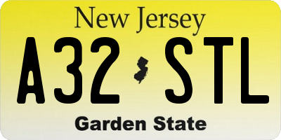 NJ license plate A32STL