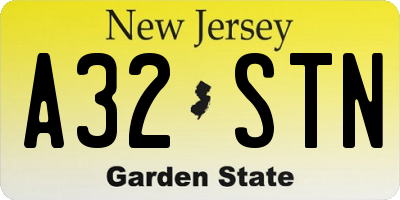NJ license plate A32STN