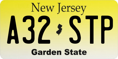 NJ license plate A32STP