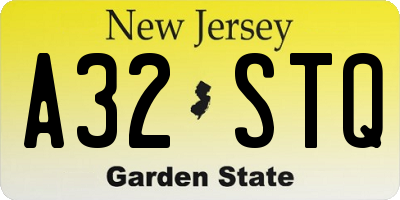 NJ license plate A32STQ