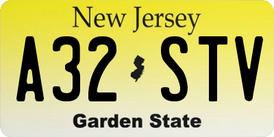 NJ license plate A32STV