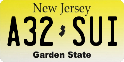 NJ license plate A32SUI