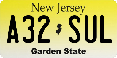 NJ license plate A32SUL