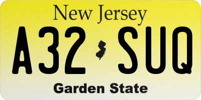 NJ license plate A32SUQ
