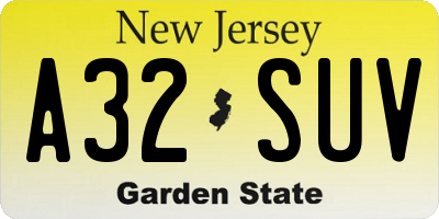 NJ license plate A32SUV