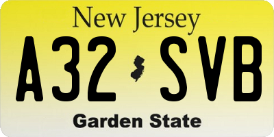 NJ license plate A32SVB