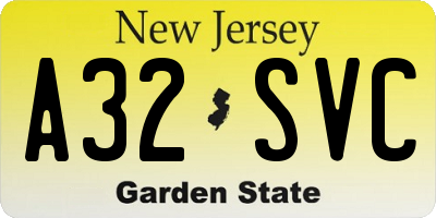 NJ license plate A32SVC