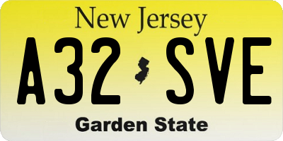 NJ license plate A32SVE