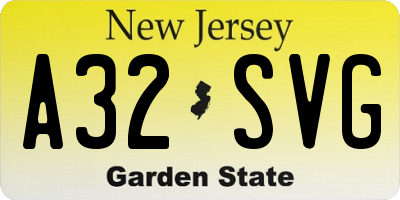 NJ license plate A32SVG