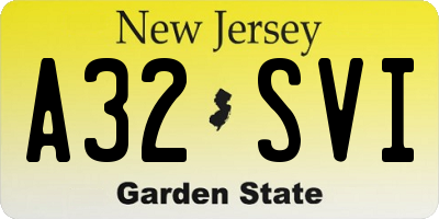 NJ license plate A32SVI
