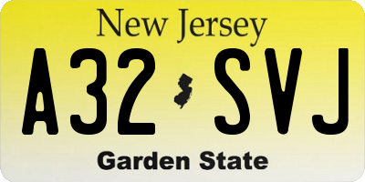 NJ license plate A32SVJ