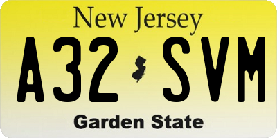 NJ license plate A32SVM