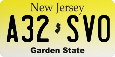 NJ license plate A32SVO