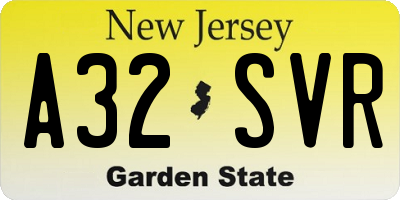 NJ license plate A32SVR