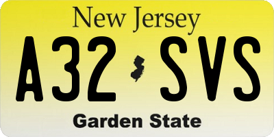 NJ license plate A32SVS