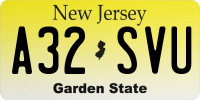 NJ license plate A32SVU