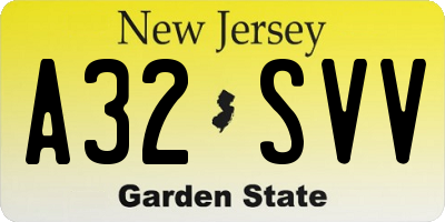 NJ license plate A32SVV
