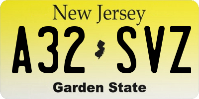 NJ license plate A32SVZ