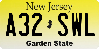 NJ license plate A32SWL
