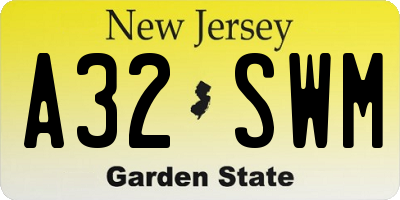 NJ license plate A32SWM