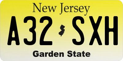 NJ license plate A32SXH