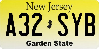 NJ license plate A32SYB