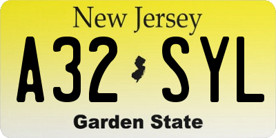 NJ license plate A32SYL