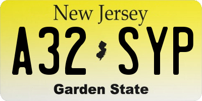 NJ license plate A32SYP