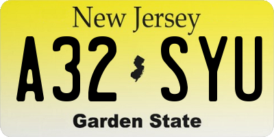 NJ license plate A32SYU