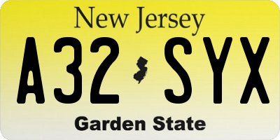 NJ license plate A32SYX