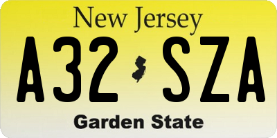 NJ license plate A32SZA