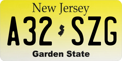NJ license plate A32SZG
