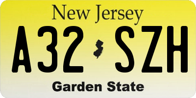 NJ license plate A32SZH