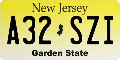 NJ license plate A32SZI