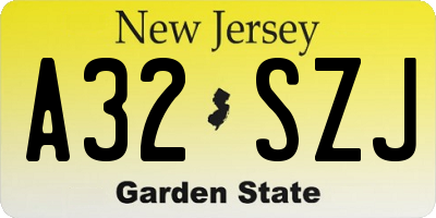 NJ license plate A32SZJ