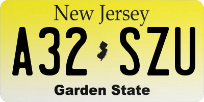 NJ license plate A32SZU