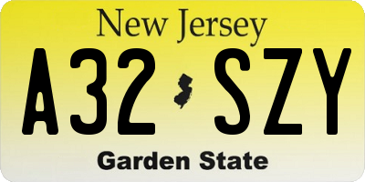NJ license plate A32SZY