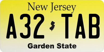 NJ license plate A32TAB