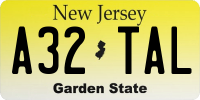 NJ license plate A32TAL