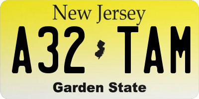 NJ license plate A32TAM