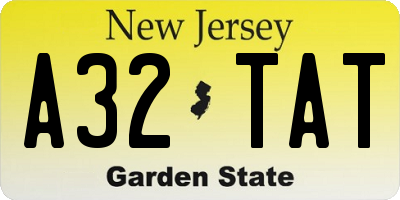 NJ license plate A32TAT