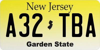 NJ license plate A32TBA