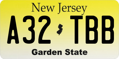 NJ license plate A32TBB