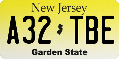NJ license plate A32TBE