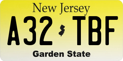 NJ license plate A32TBF